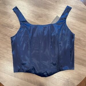 Midnight Blue Satin Corset Top